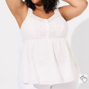 NWT Torrid Ivory Eyelet Detail Tank Top 2x plus